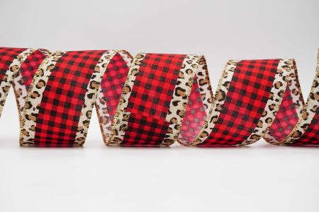 Plaid  Leopard dots Combined Ribbon_KF6672G-7_Red